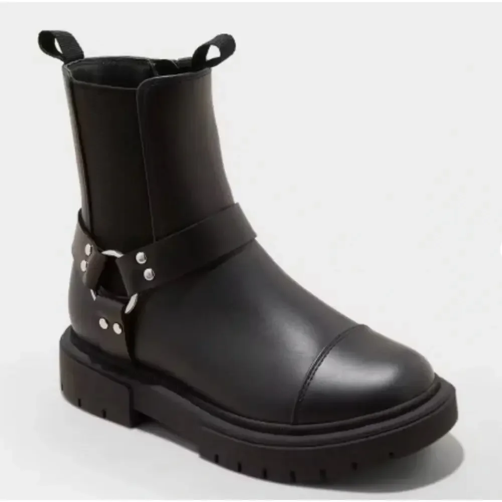 Art Class Crosby Harness Moto Boots Black Western Biker Boots Youth 13 Big Kids